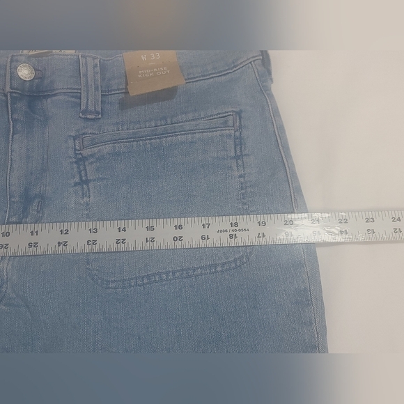 Madewell Mid-rise Kick Out Crop Denim Blue Jean Size 33 Front Patch Pockets - Picture 7 of 14